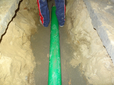 Bild 7: Erneuerung der defekten Abwasserleitung